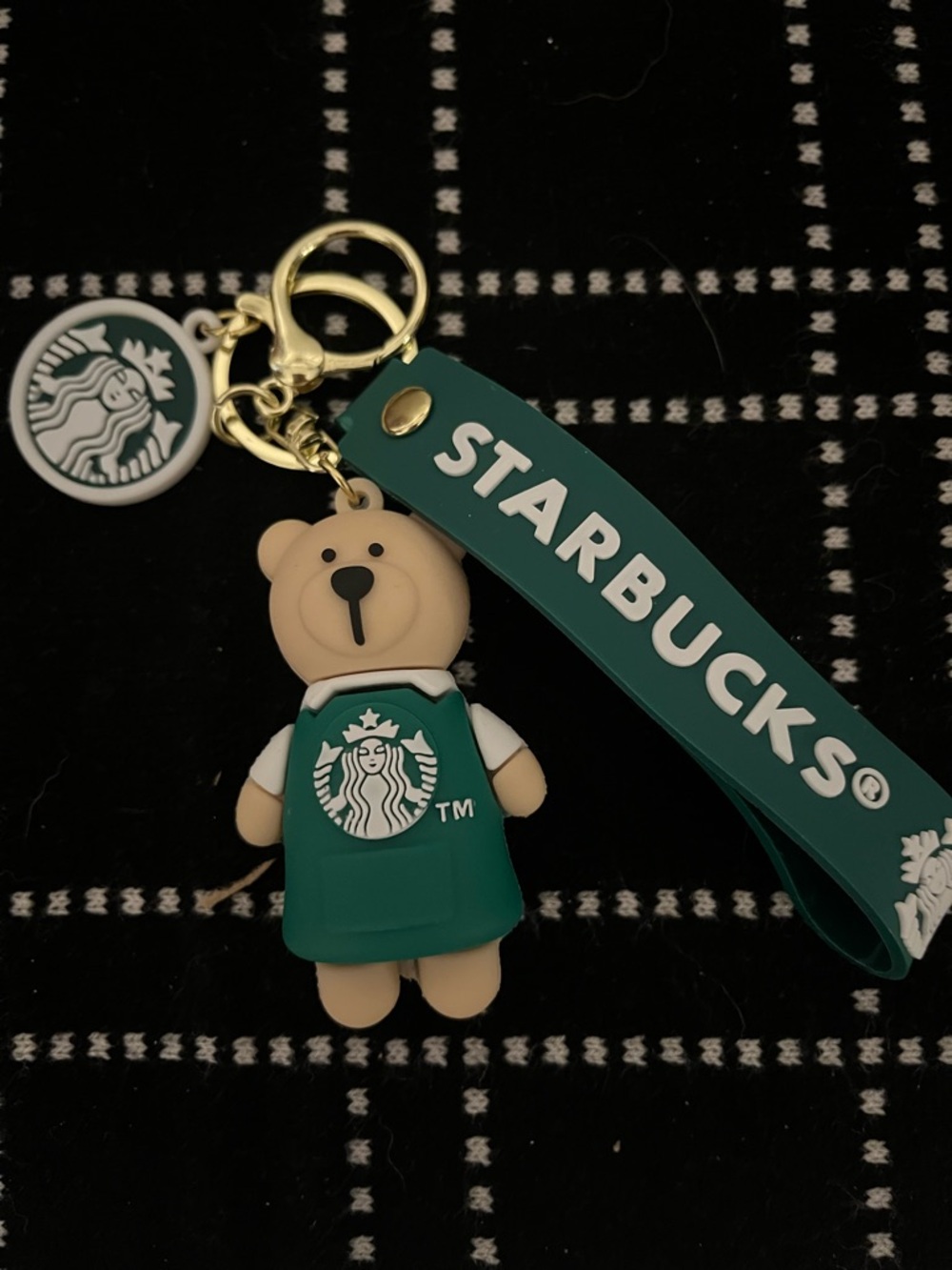 Starbucks Green & Cream Bear Keyring with Logo Strap